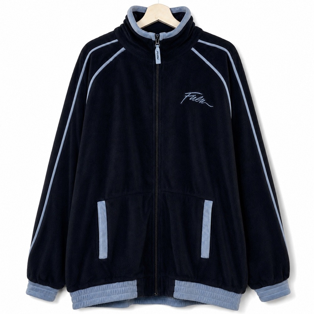 FUBU Jacket Mens XL Sports Collection Fleece Blue Full Zip Spell Out Vintage Y2K